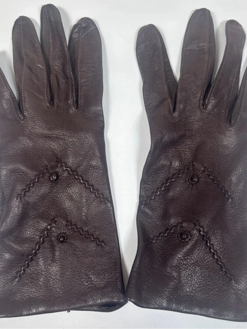 Vintage Italian Unlined Buttery Soft Leather Gloves Womens Size 7 Dark Brown